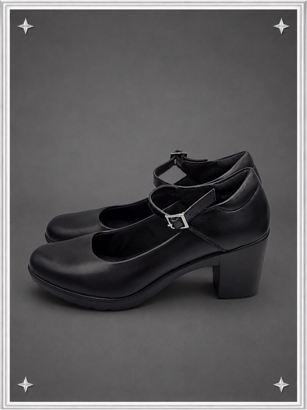 "Martina" Black Mary Jane Block Heel Pumps | Women's 8.5